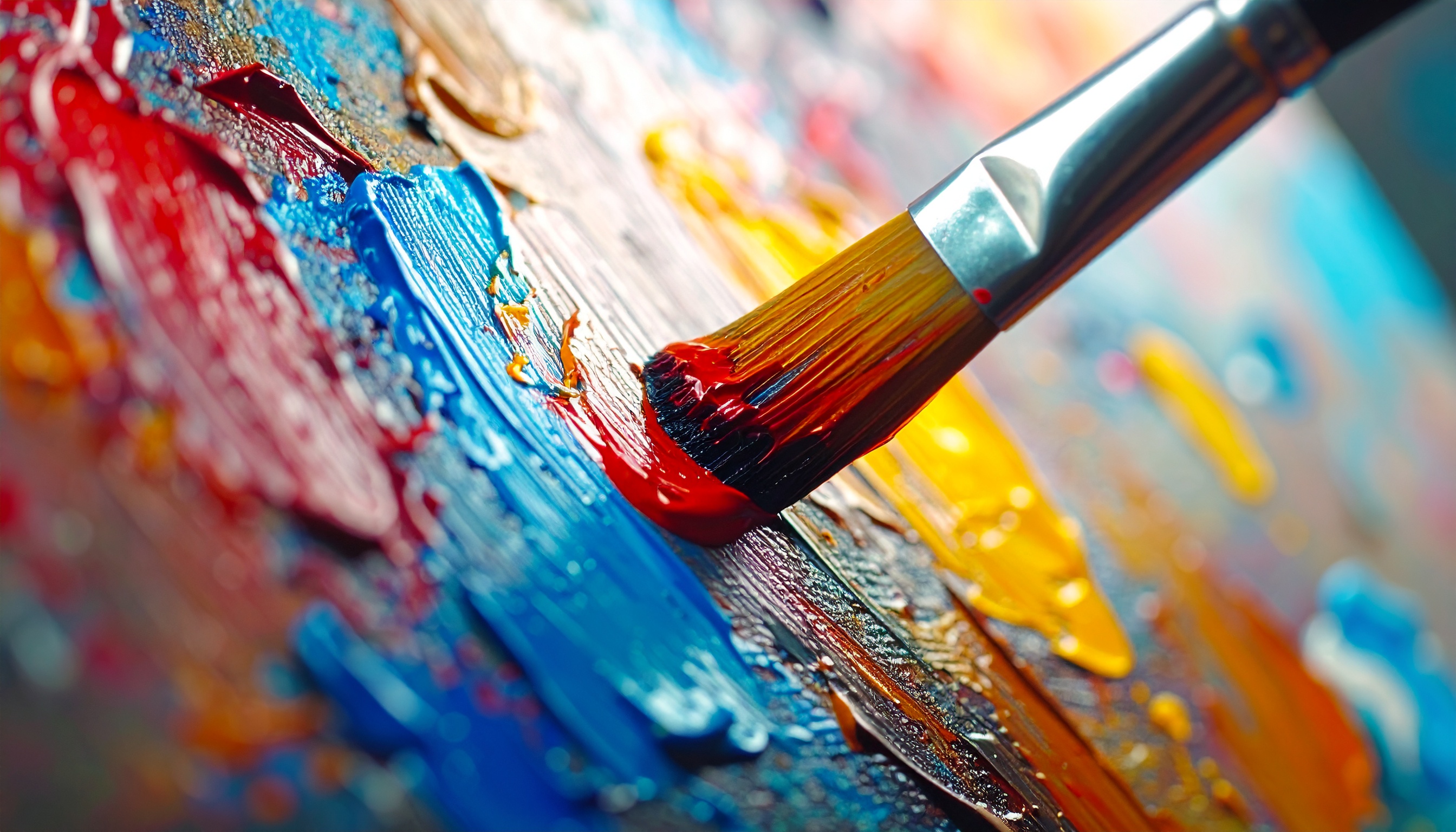 Vibrant Red Paint Brush on Canvas