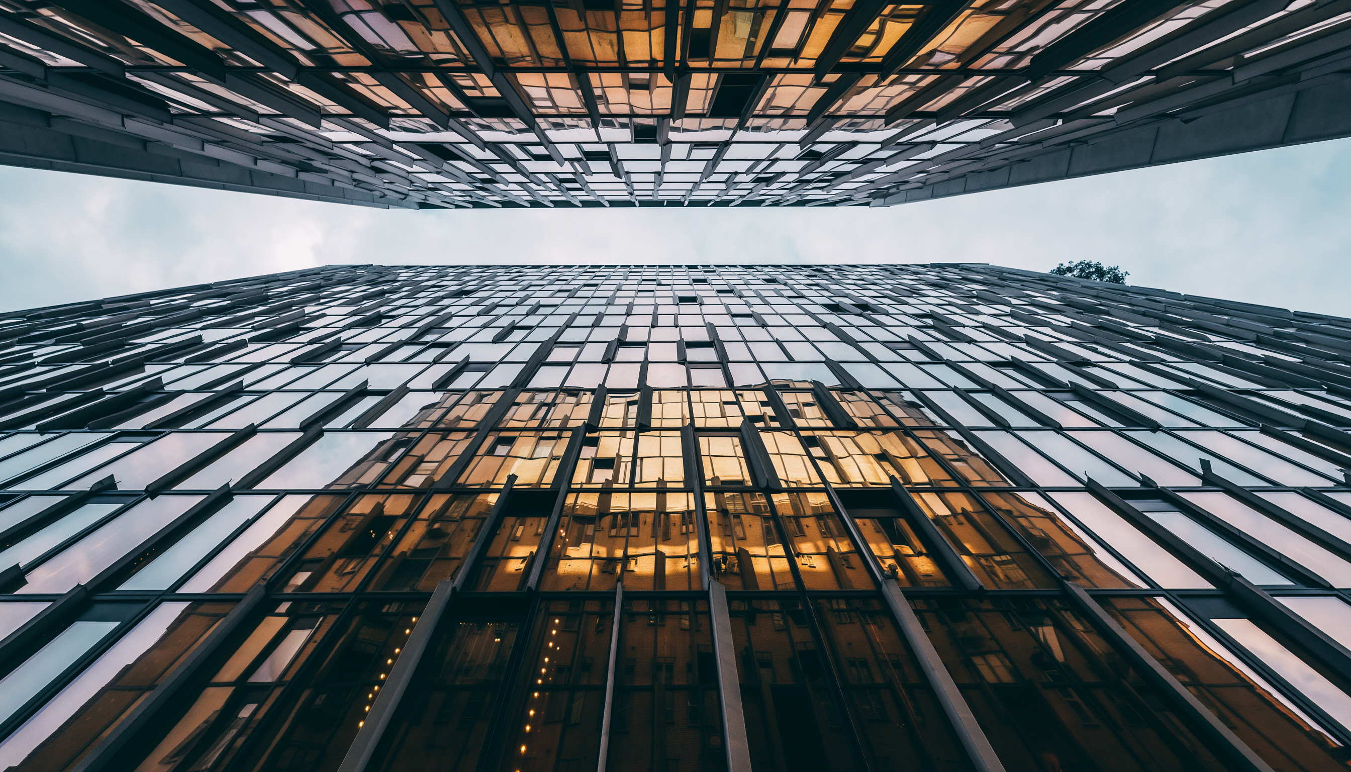 Mirrored Glass Facades in Golden and Blue Tones