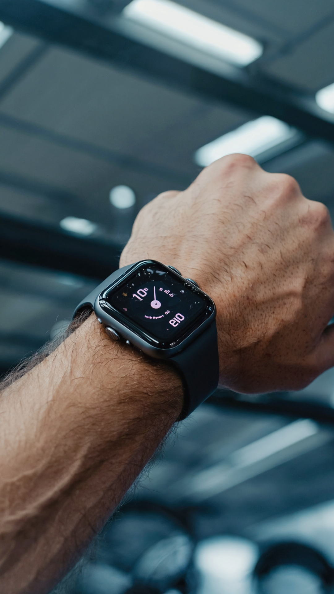 Smartwatch with sleek black band and digital display on wrist