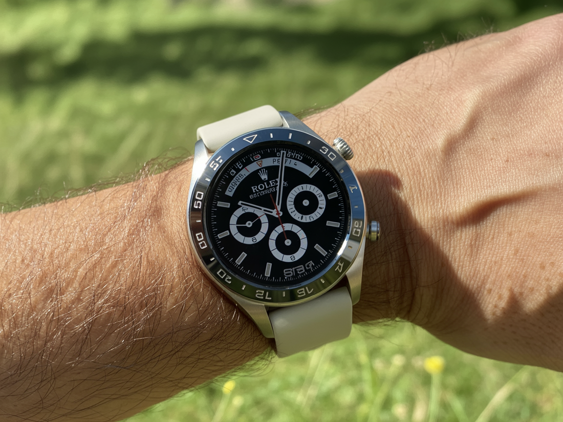 Elegant Wristwatch with Black Dial and White Details