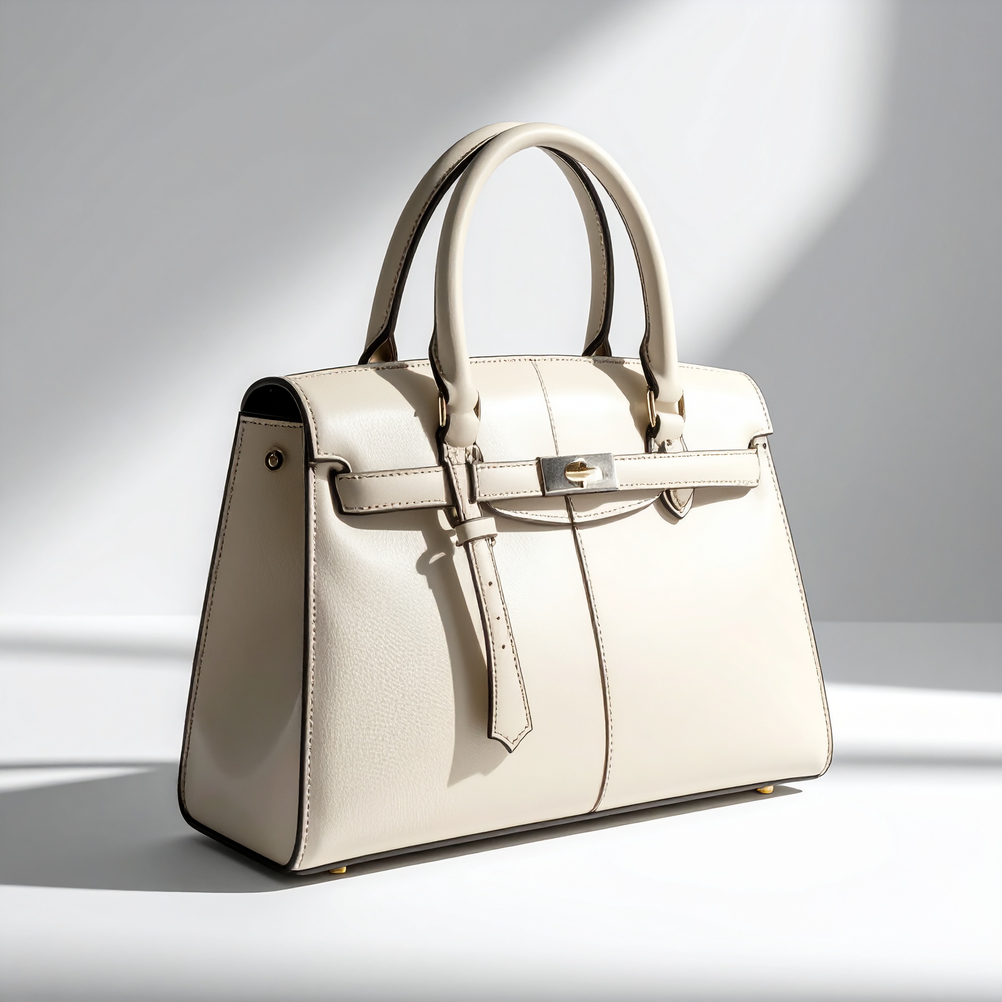 Luxury Light Beige Leather Handbag
