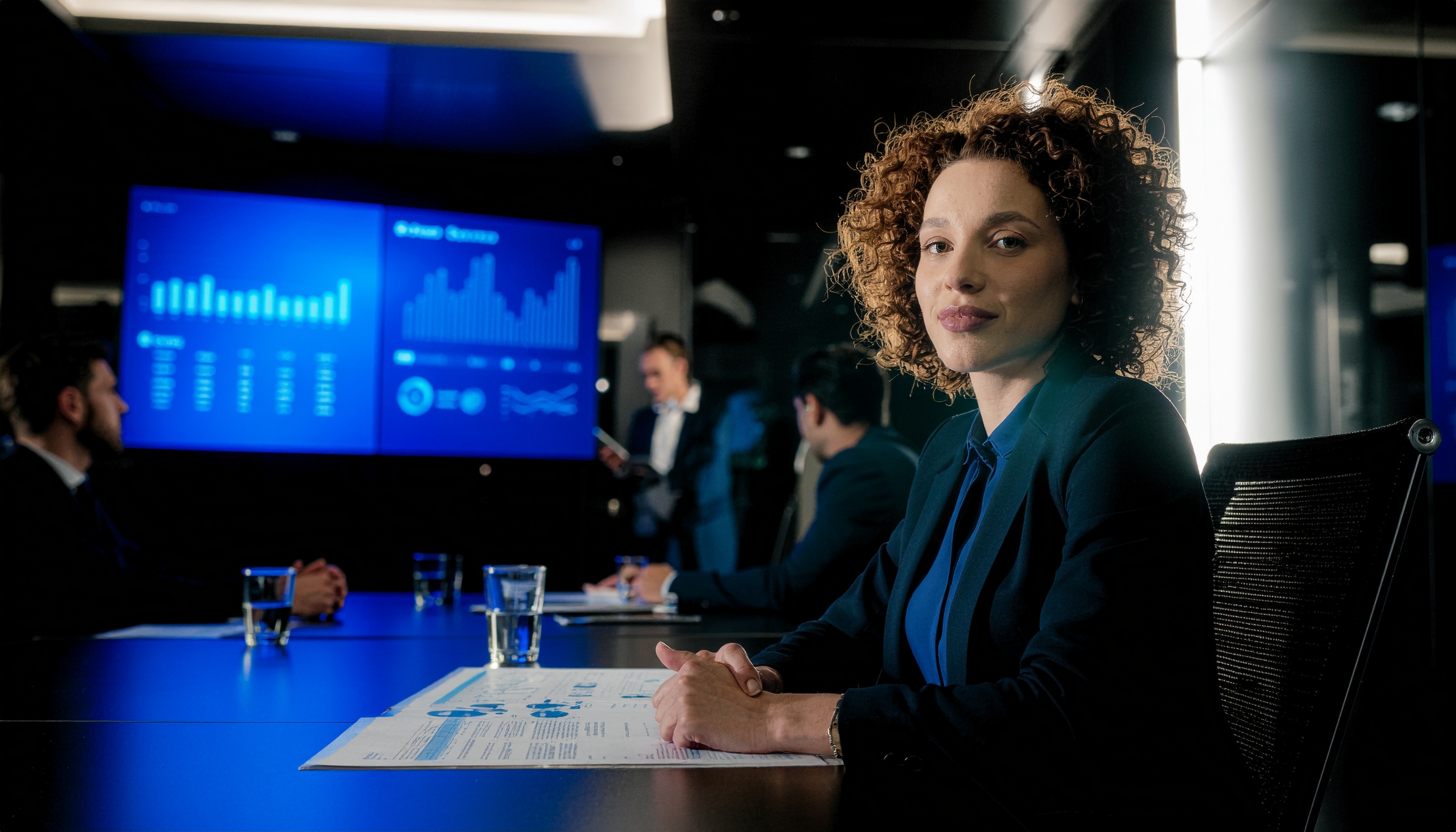 Modern Conference Room Scene with Businesswoman