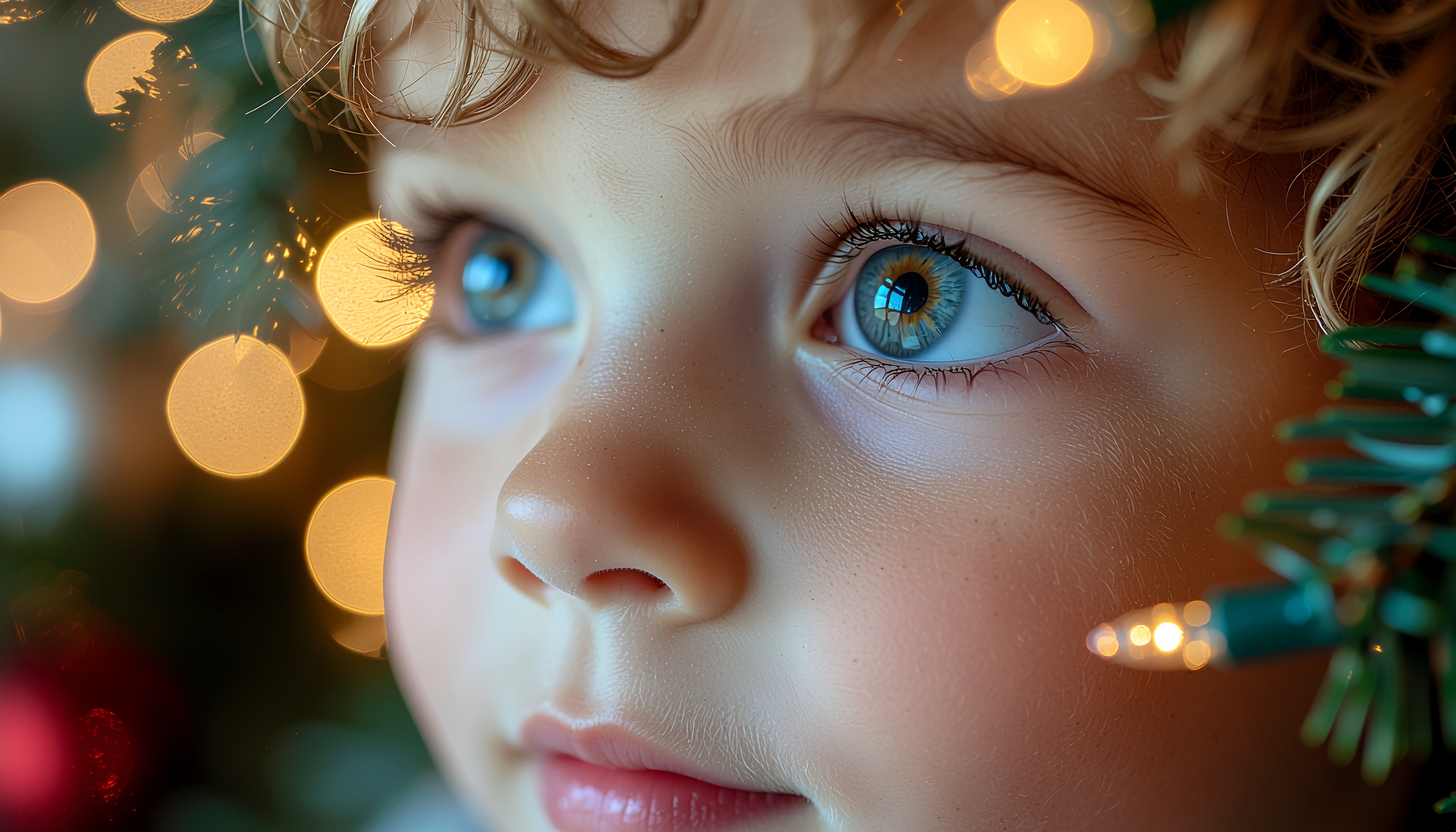 Close-Up Portrait of a Child with Bright Blue Eyes