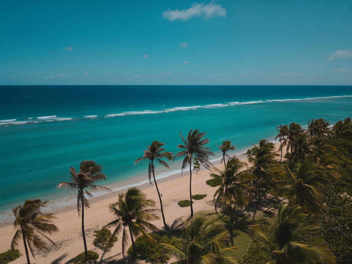 Aerial View of a Tropical Beach with Turquoise Sea