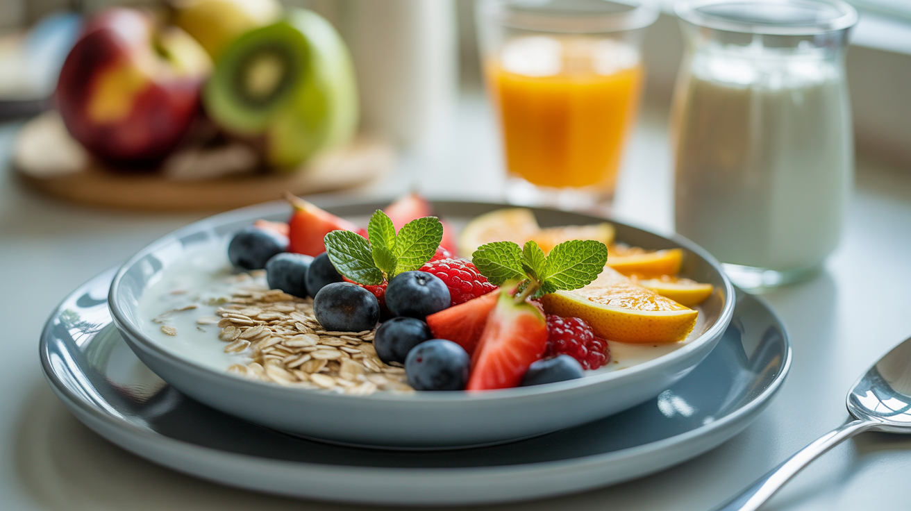 Fresh Fruit Yogurt Bowl with Mint