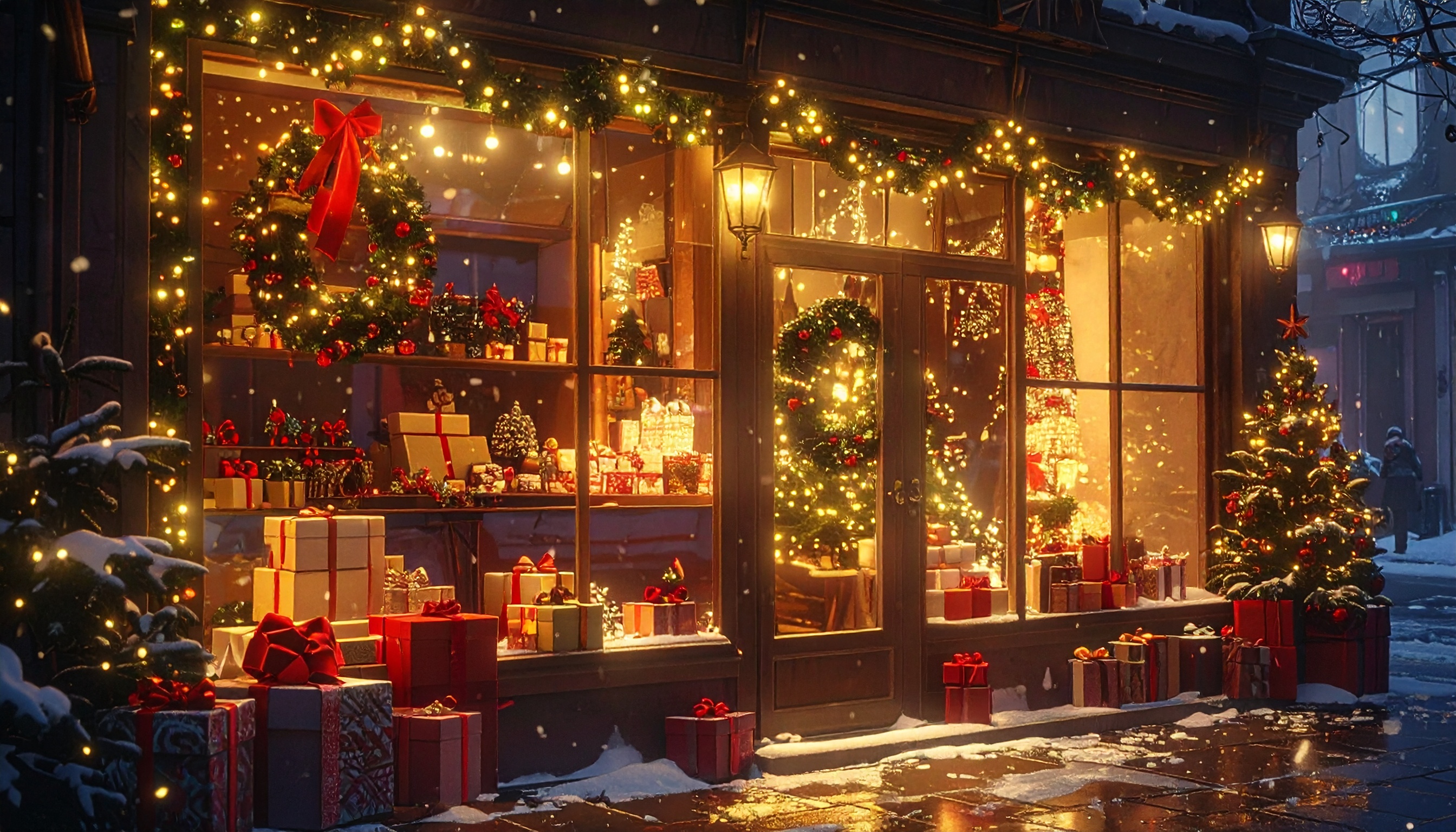 Festive Store Window Display for Christmas