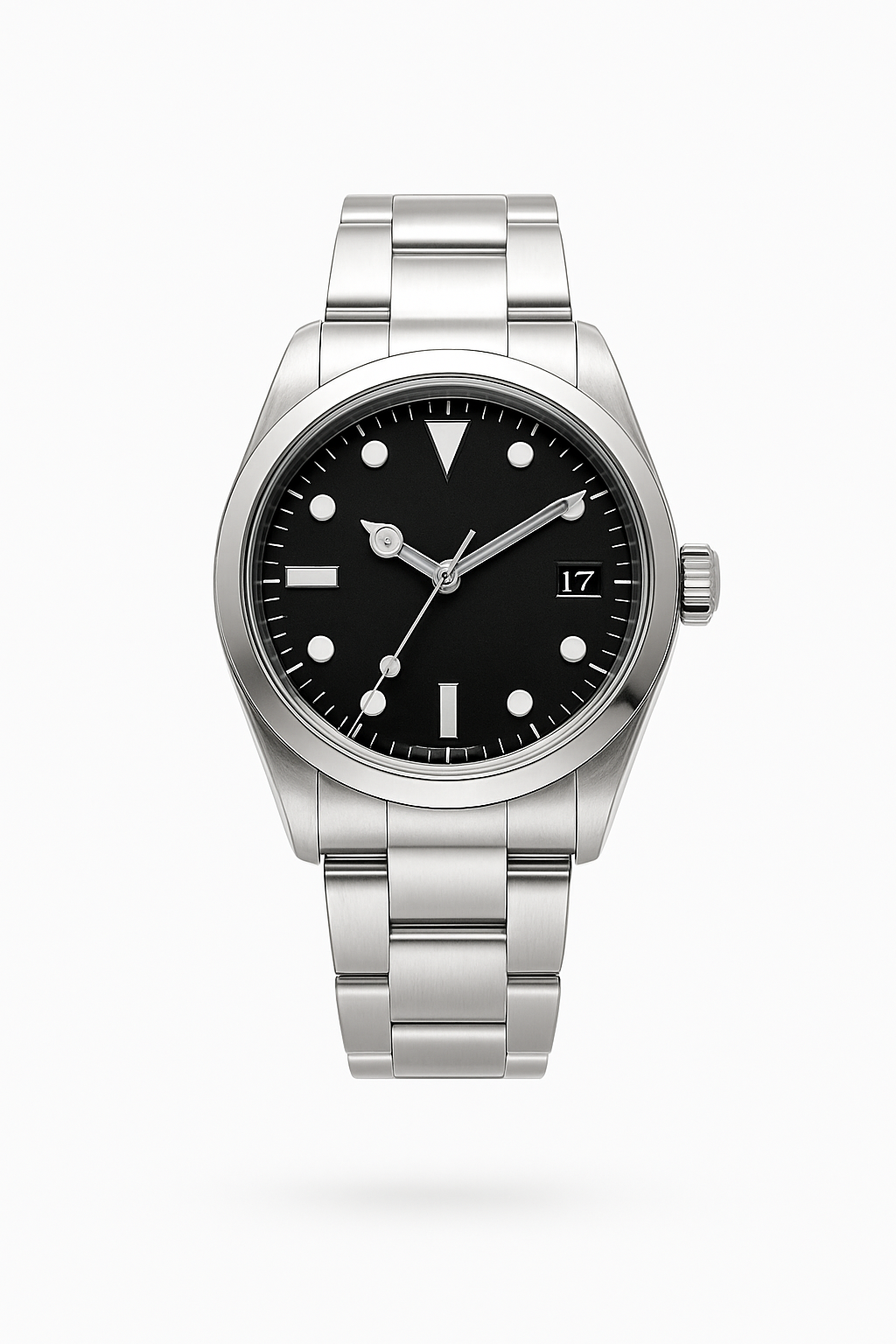 Stylish stainless steel watch with a sleek black dial