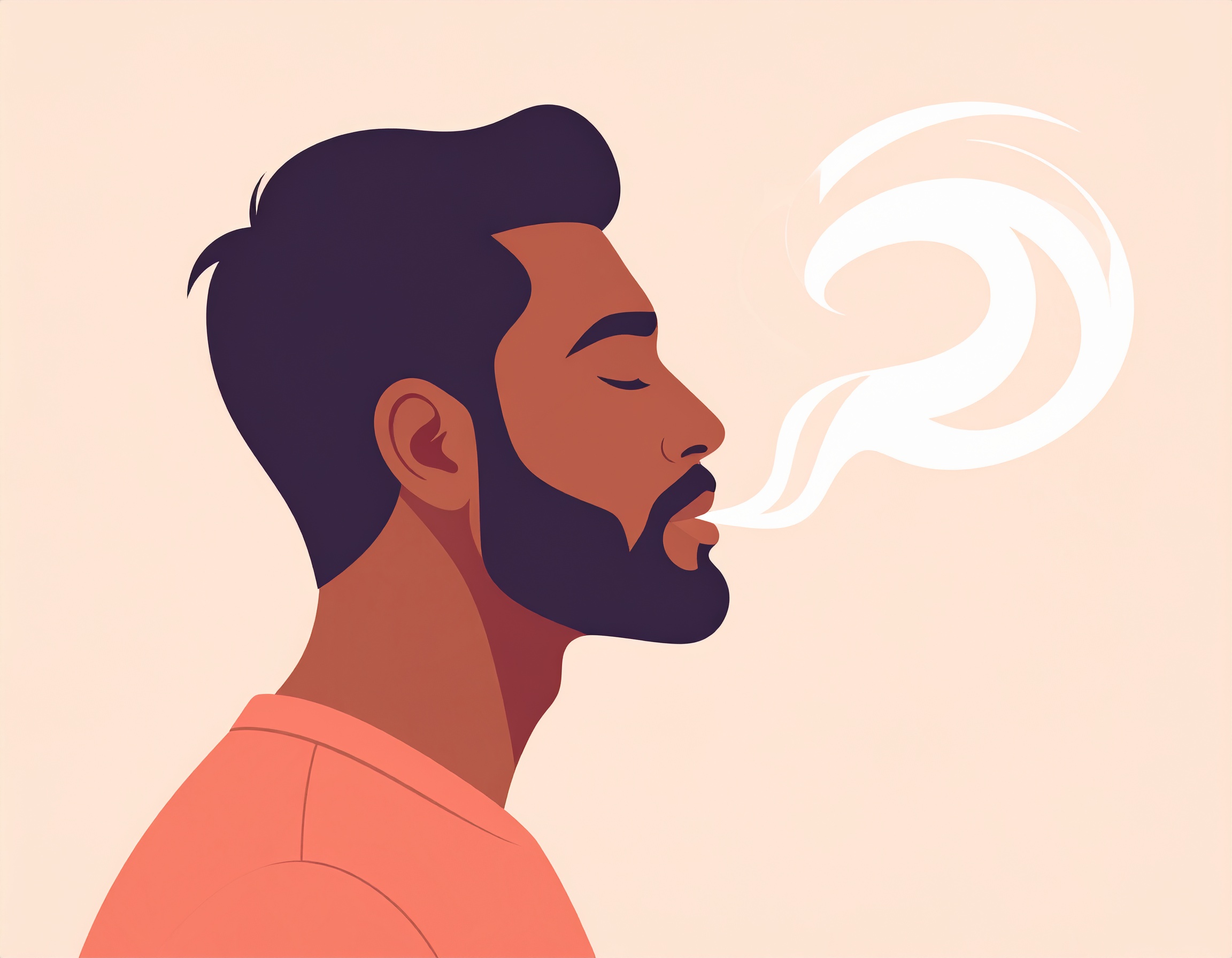 Illustration of a man exhaling vapor in a minimalistic style