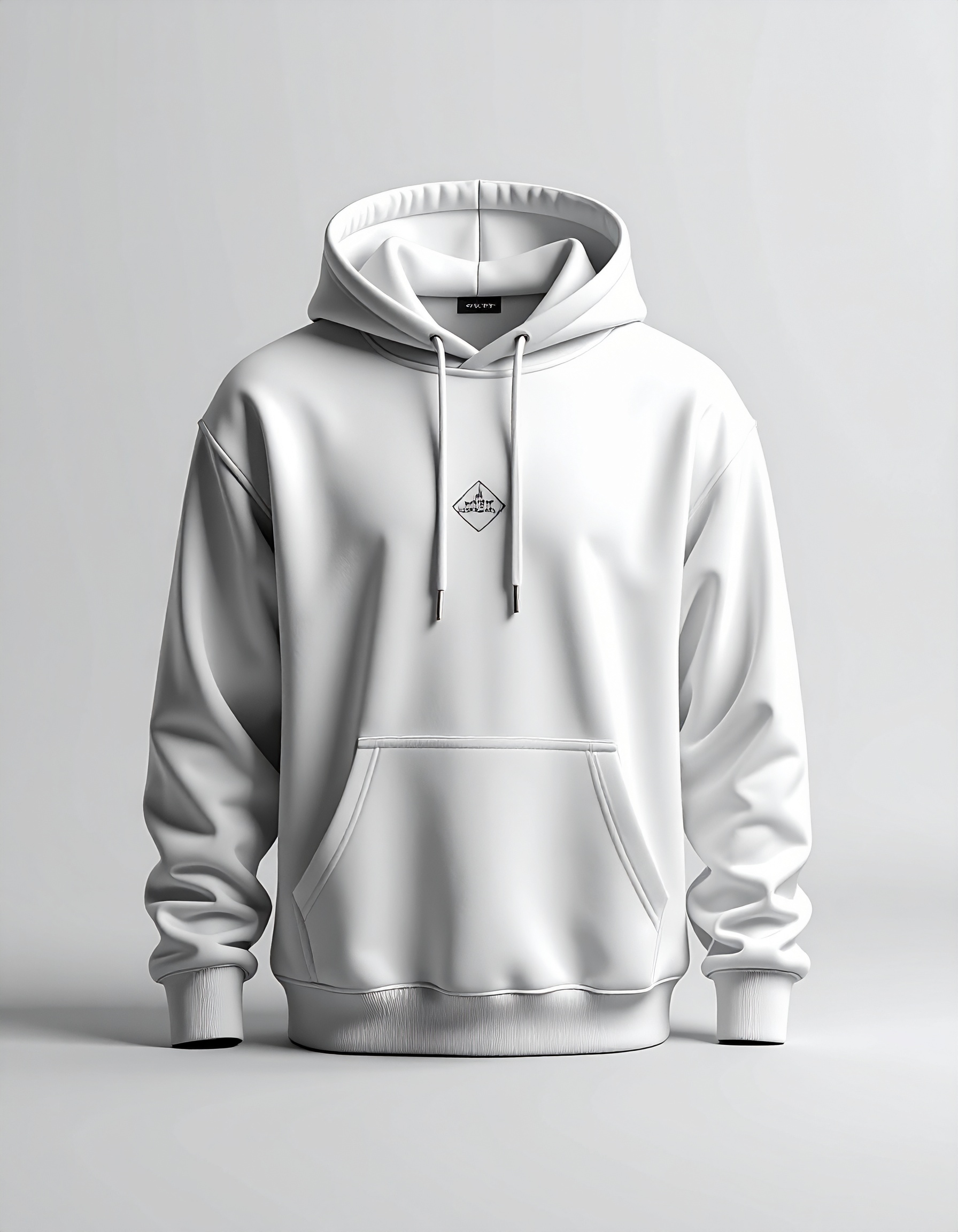 White Hoodie in Minimalist Composition