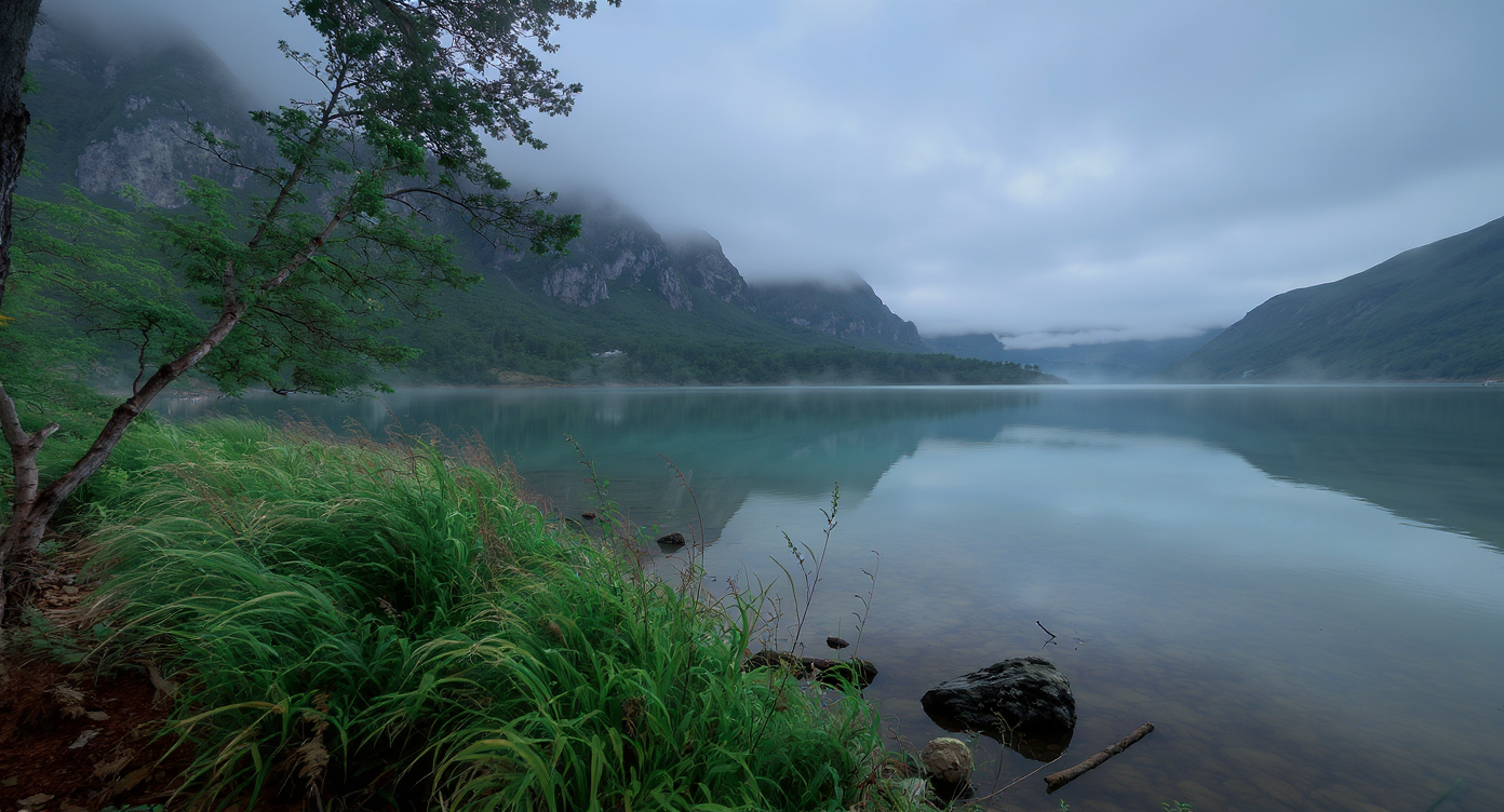 Serene Alpine Lake Landscape