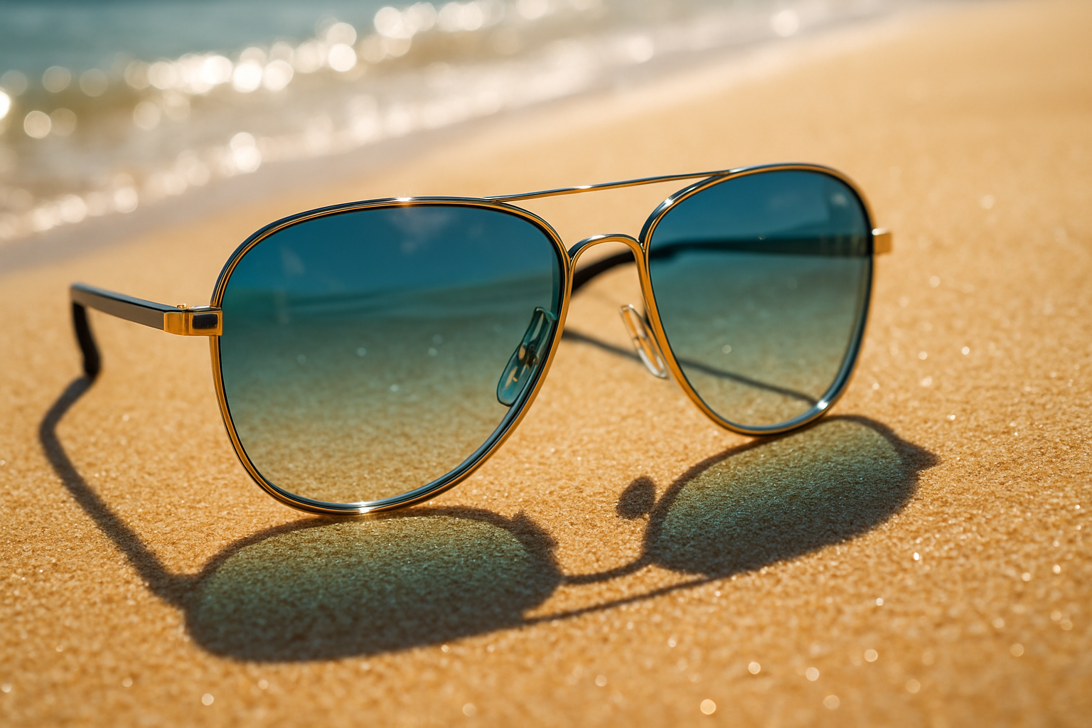 Aviator Sunglasses on Sunny Beach Sand