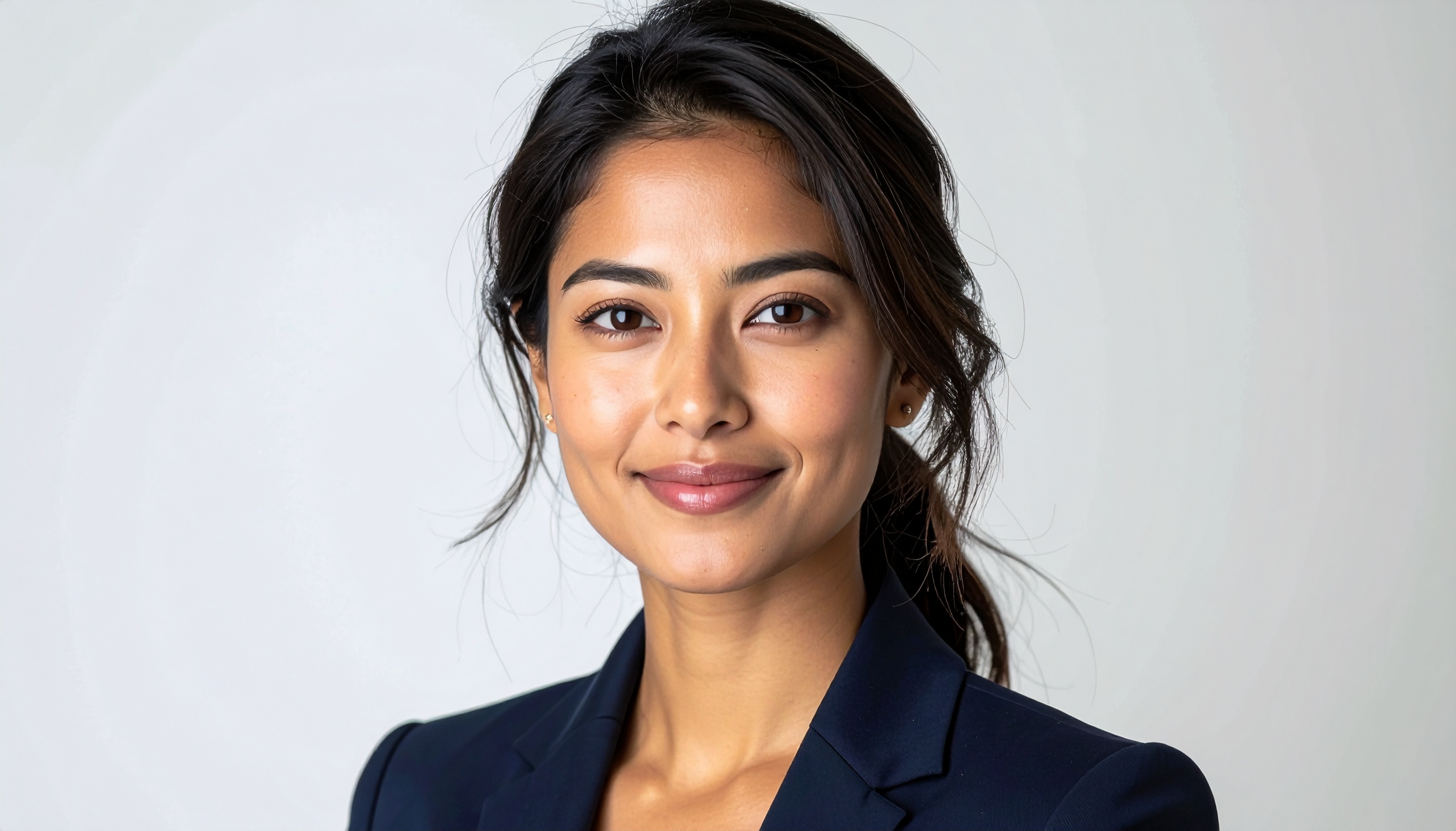 Professional headshot of a woman in a navy blazer against a neutral background