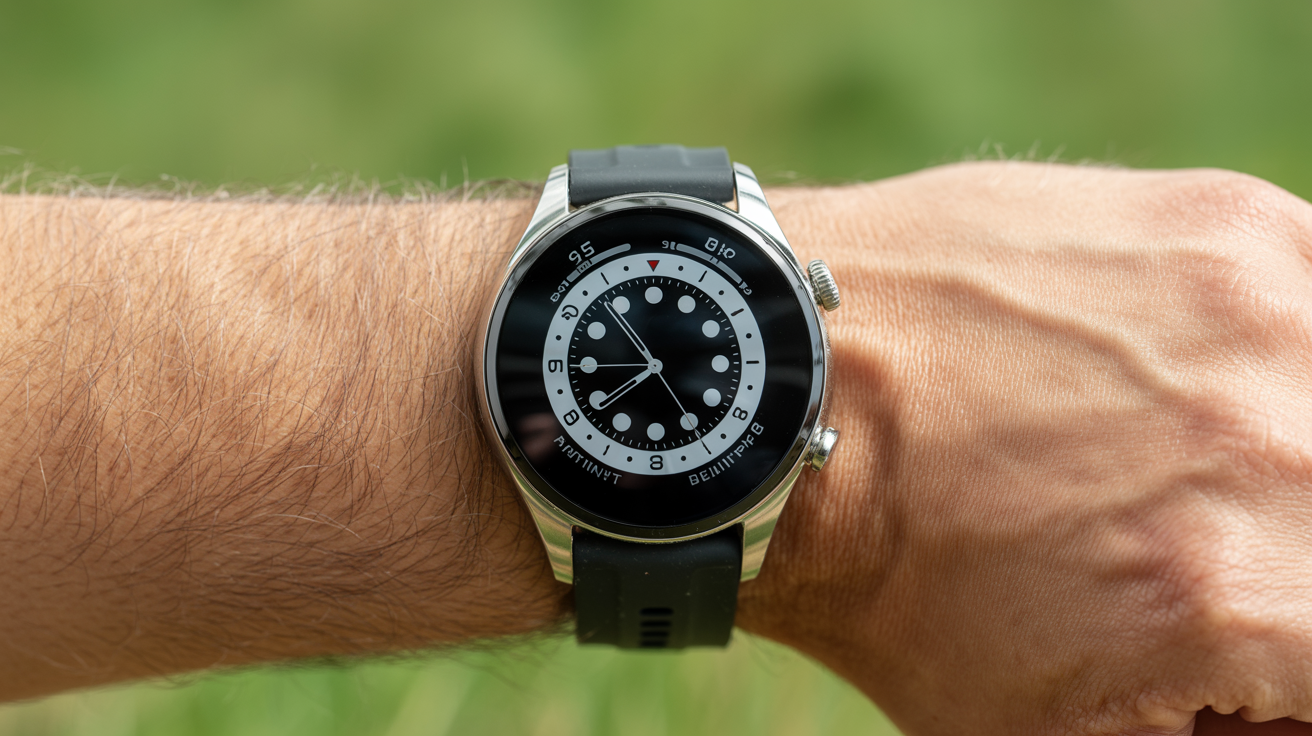 Modern Black Watch with White Details on Wrist
