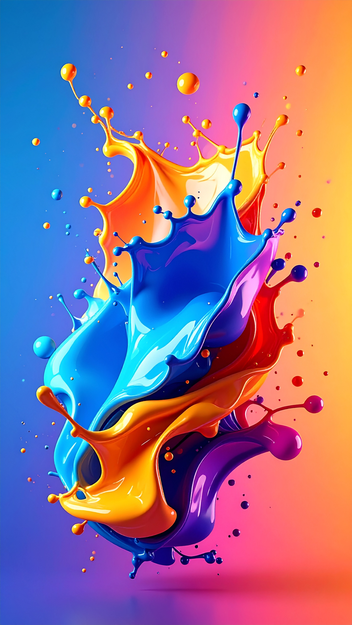 Vibrant splashes of paint create a dynamic explosion of color