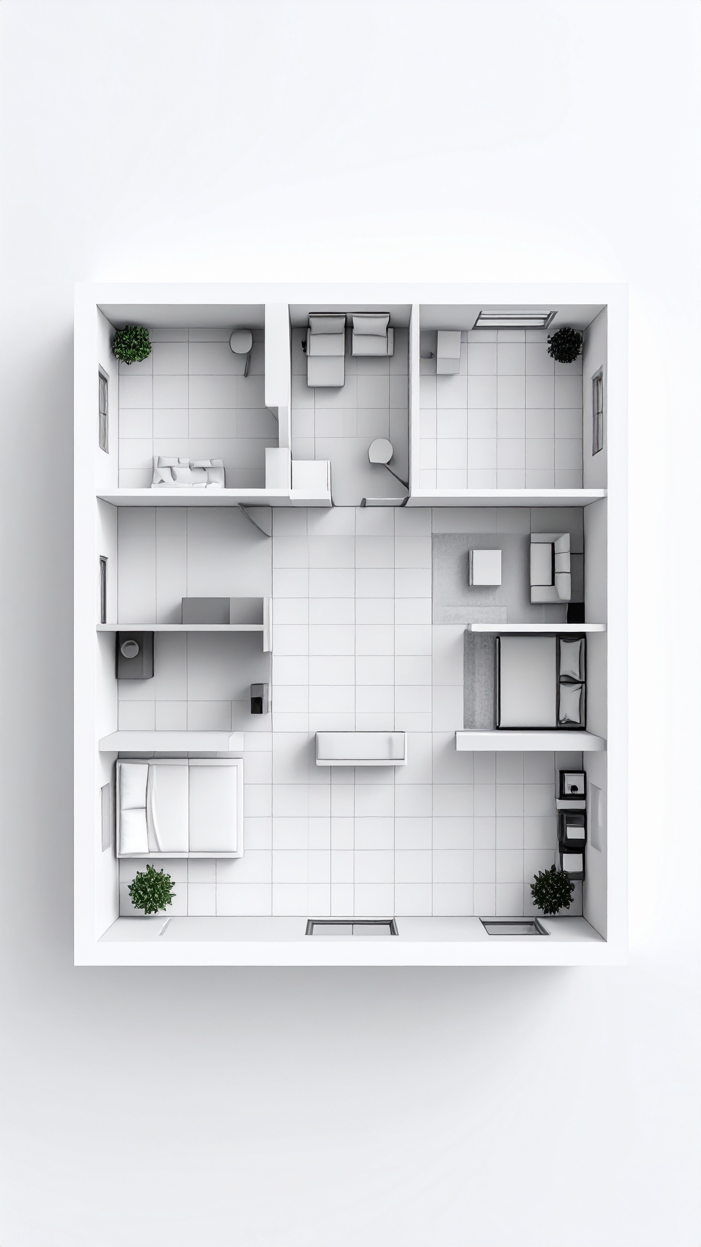 A minimalist floor plan showcases a compact apartment layout