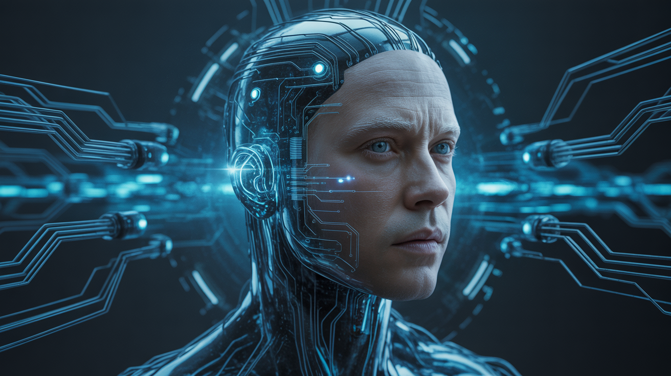Futuristic Human-Like Cyborg Portrait