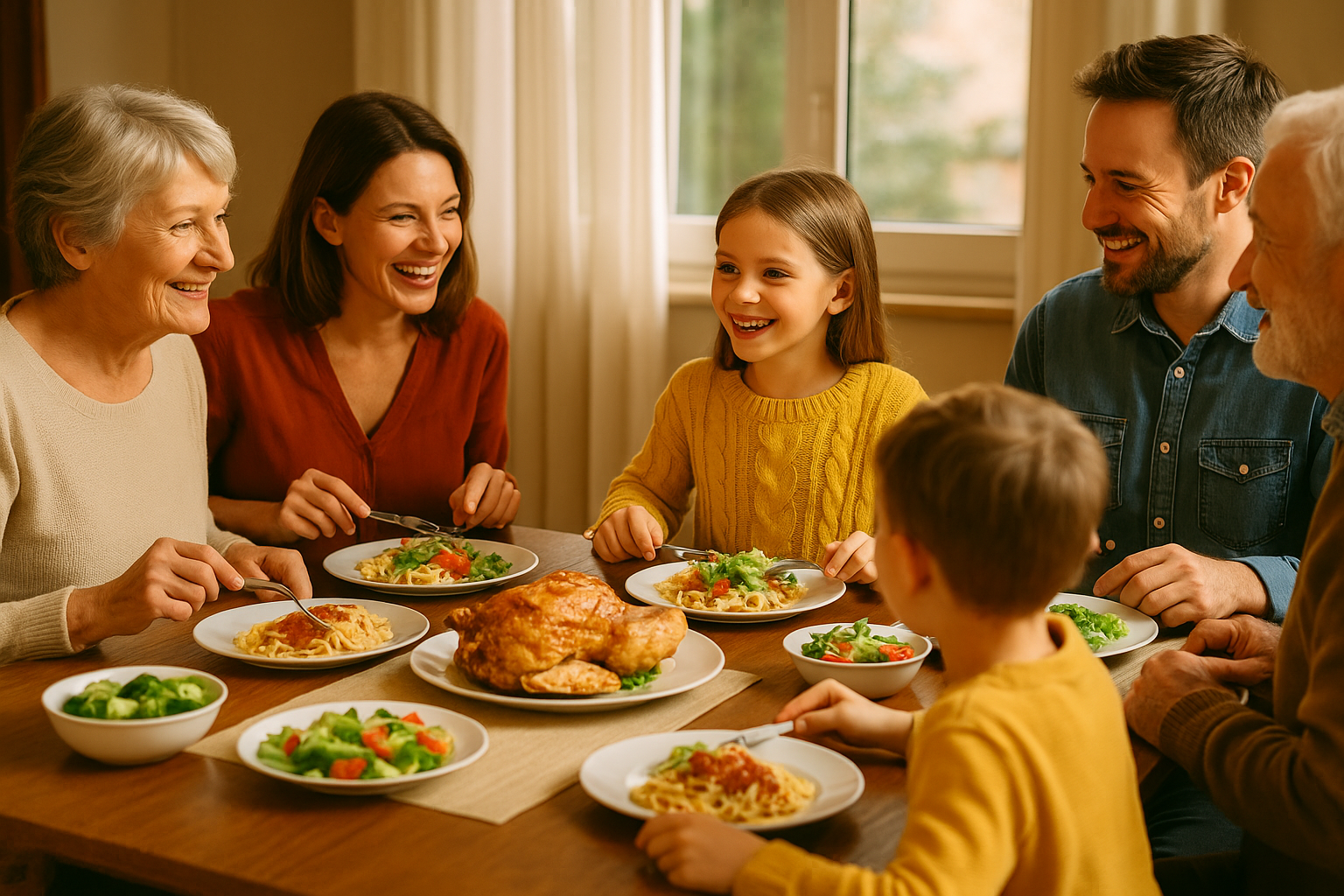 Happy Family Sharing a Homemade Meal