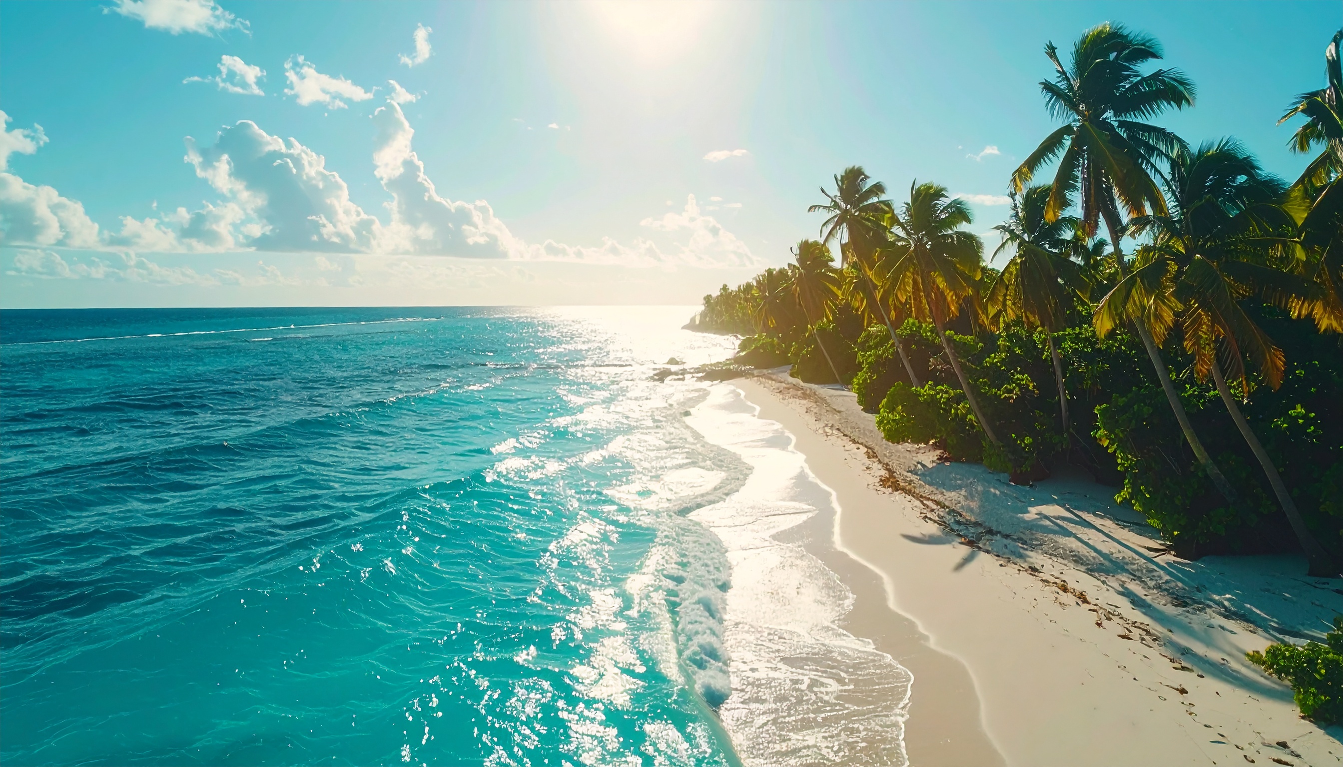 Tropical Beach Scene with Crystal Clear Turquoise Waters