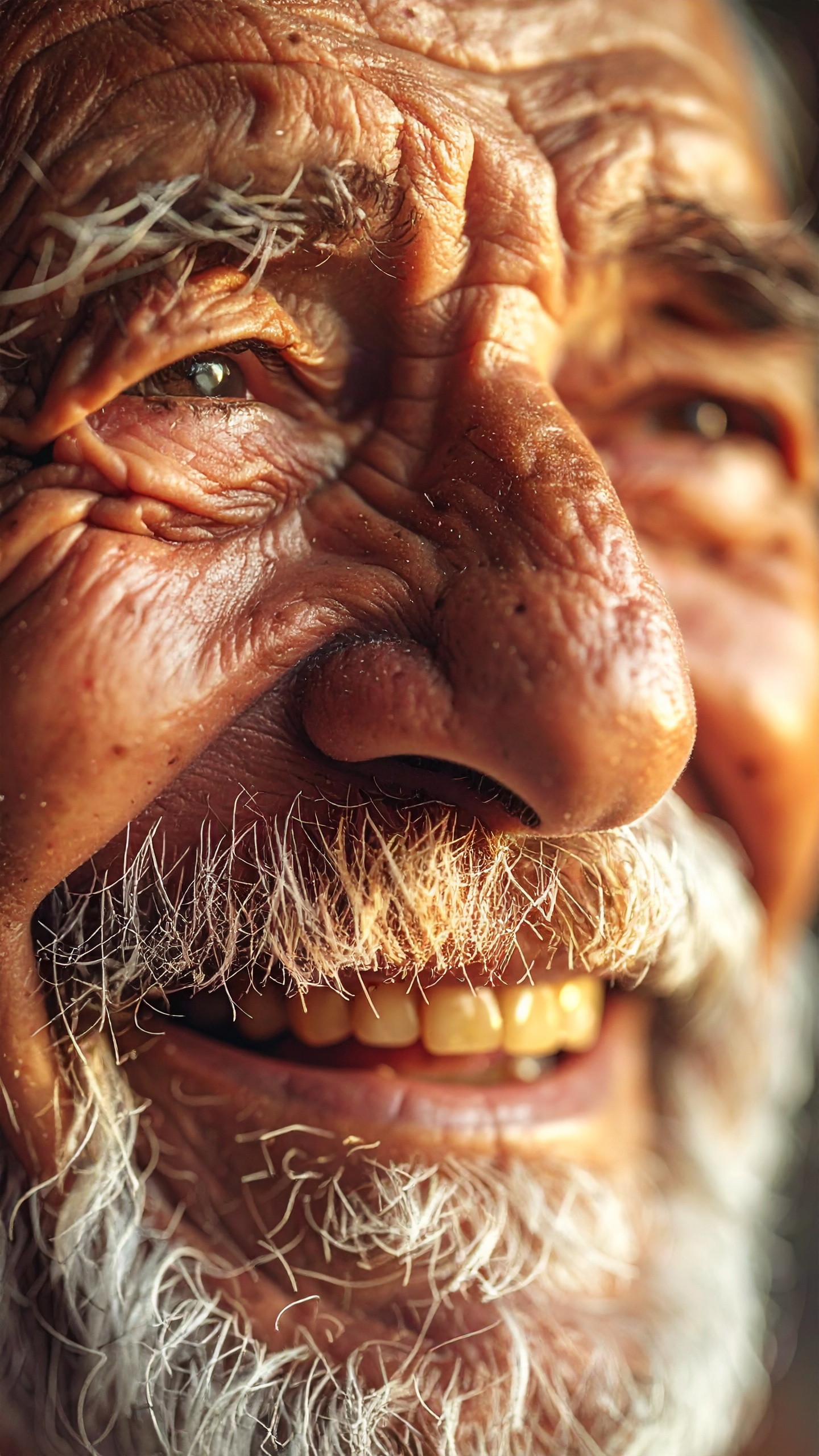 Close-up portrait of an elderly man smiling warmly