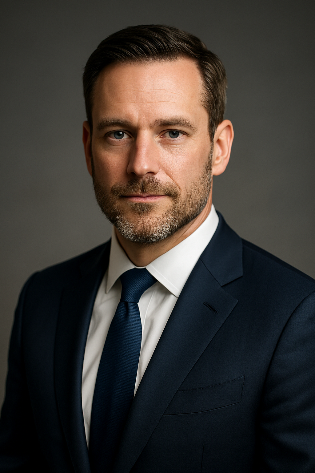 Portrait of Man in Dark Blue Suit