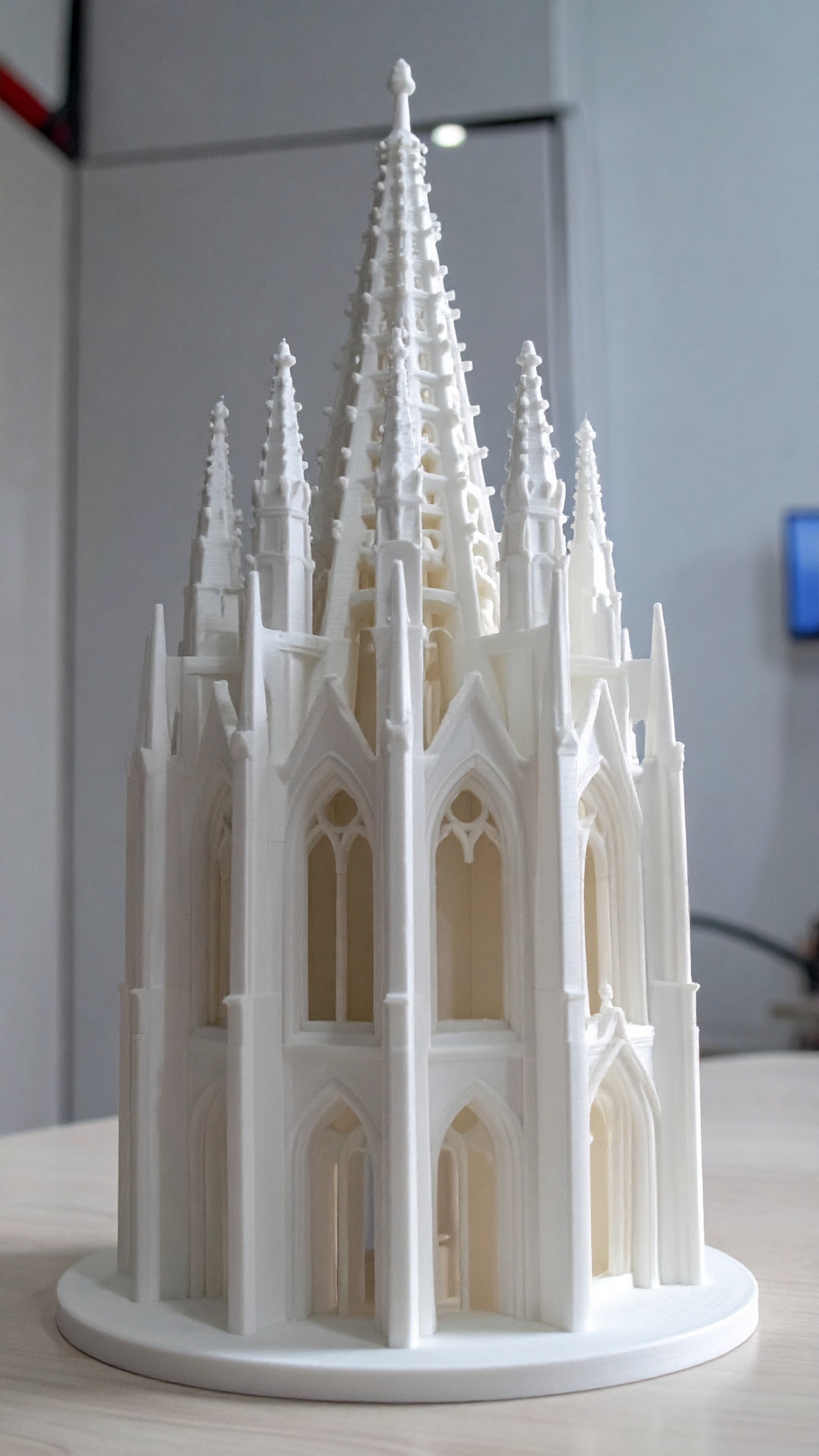 Intricate 3D printed model of a cathedral spire