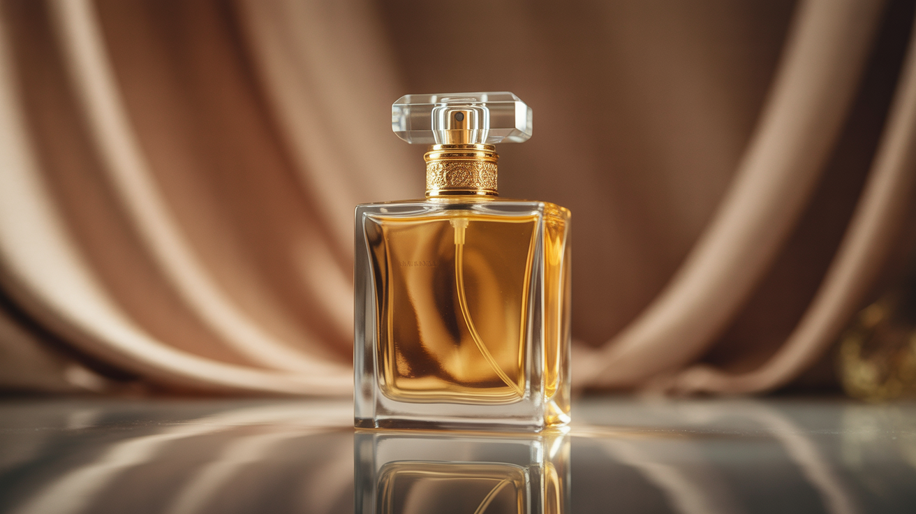 Elegant Glass Perfume Bottle with Golden Liquid