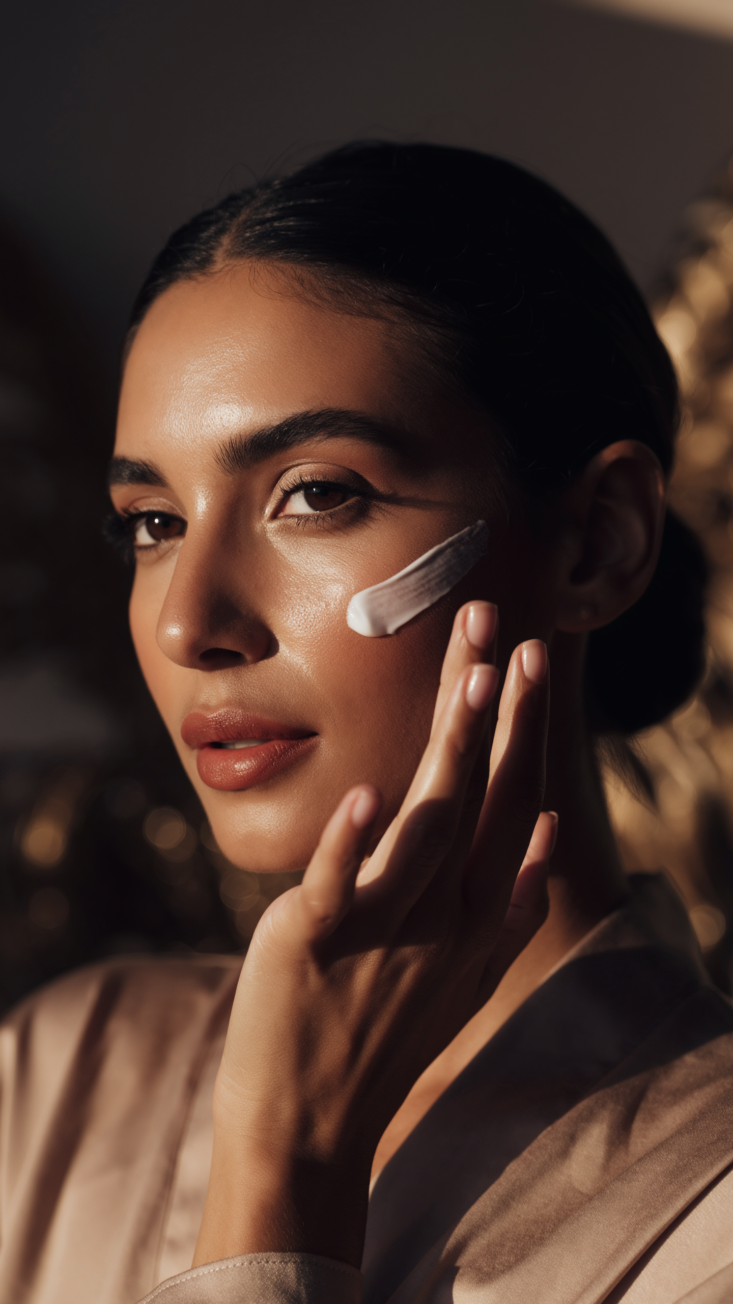 Close-up of Elegant Makeup with Glowing Skin