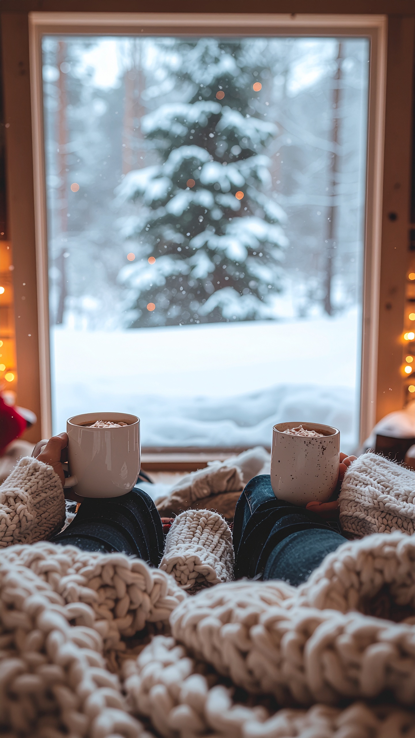 Cozy Winter Scene with Hot Chocolate