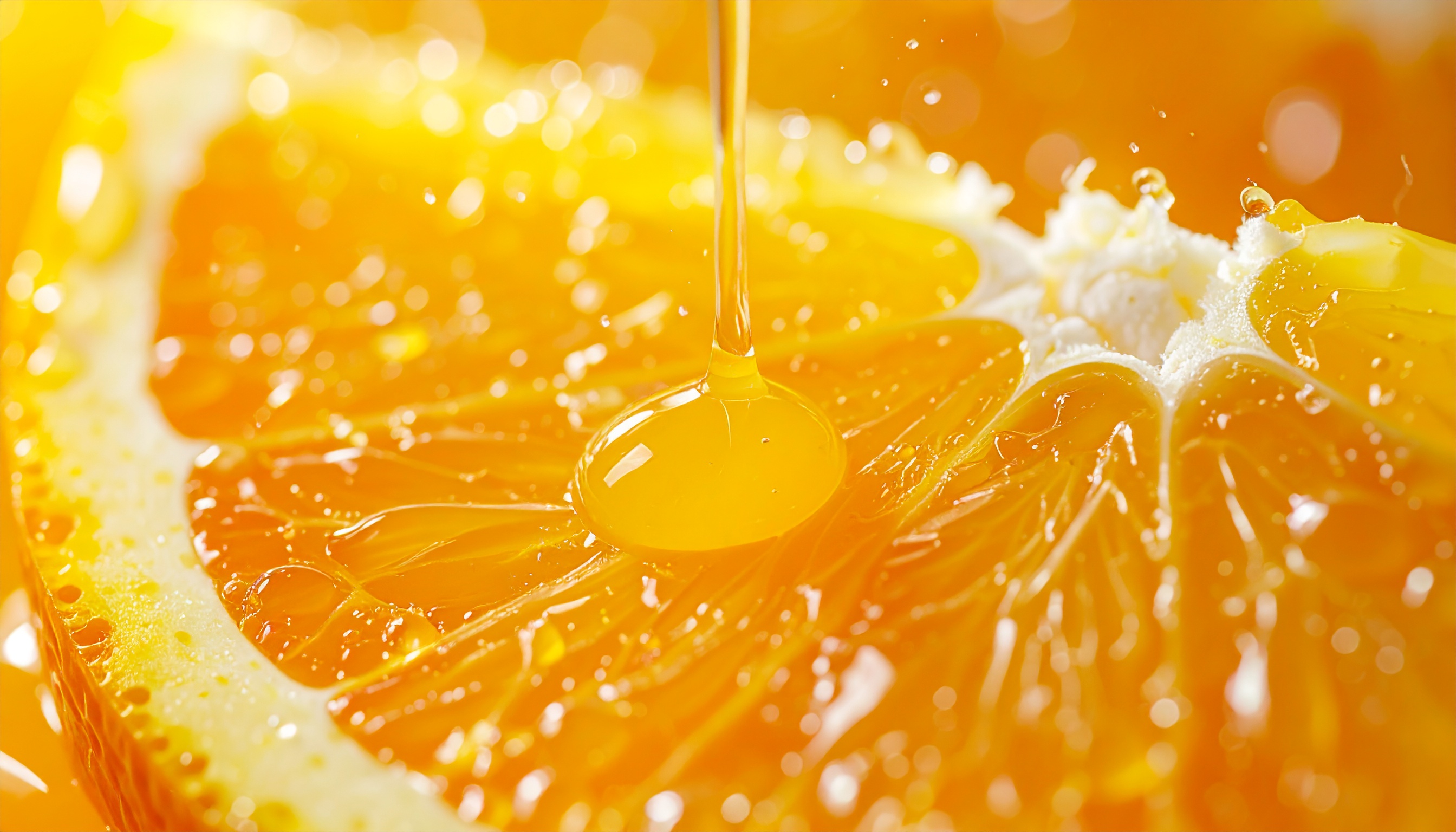 Close-up of Orange Slice with Dripping Honey