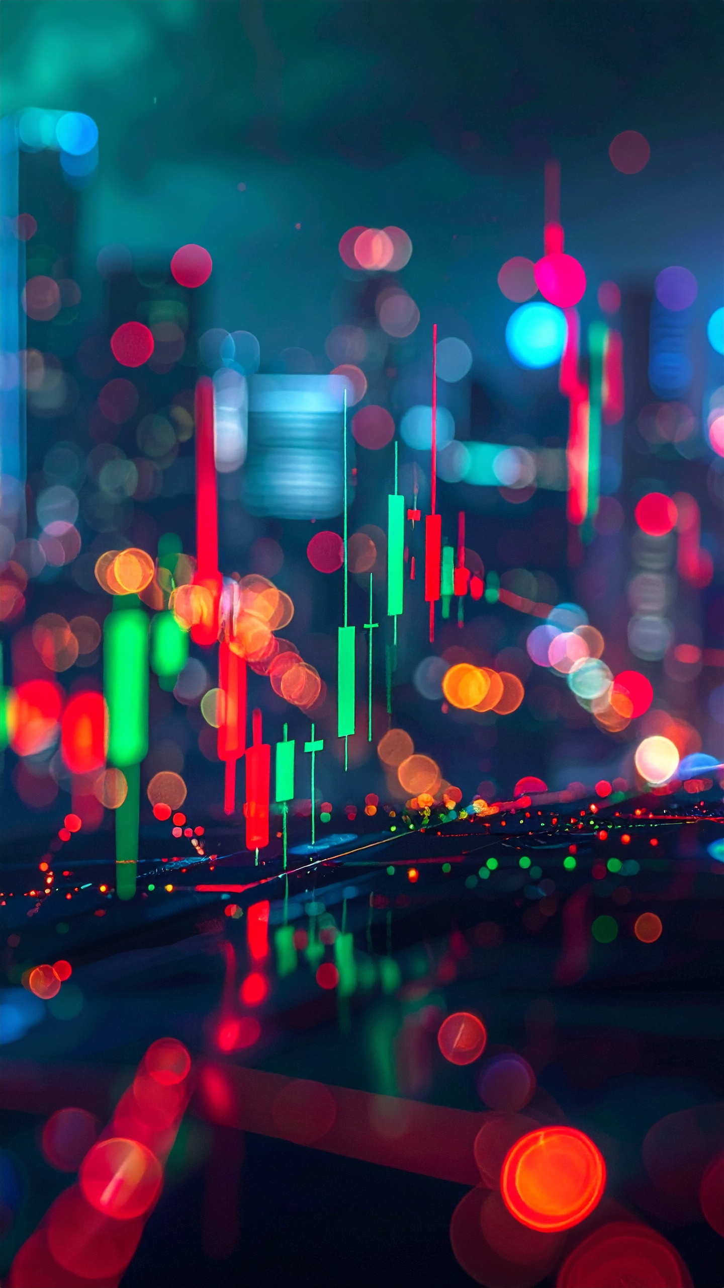 Abstract Financial Chart with Green and Red Candlestick Lines
