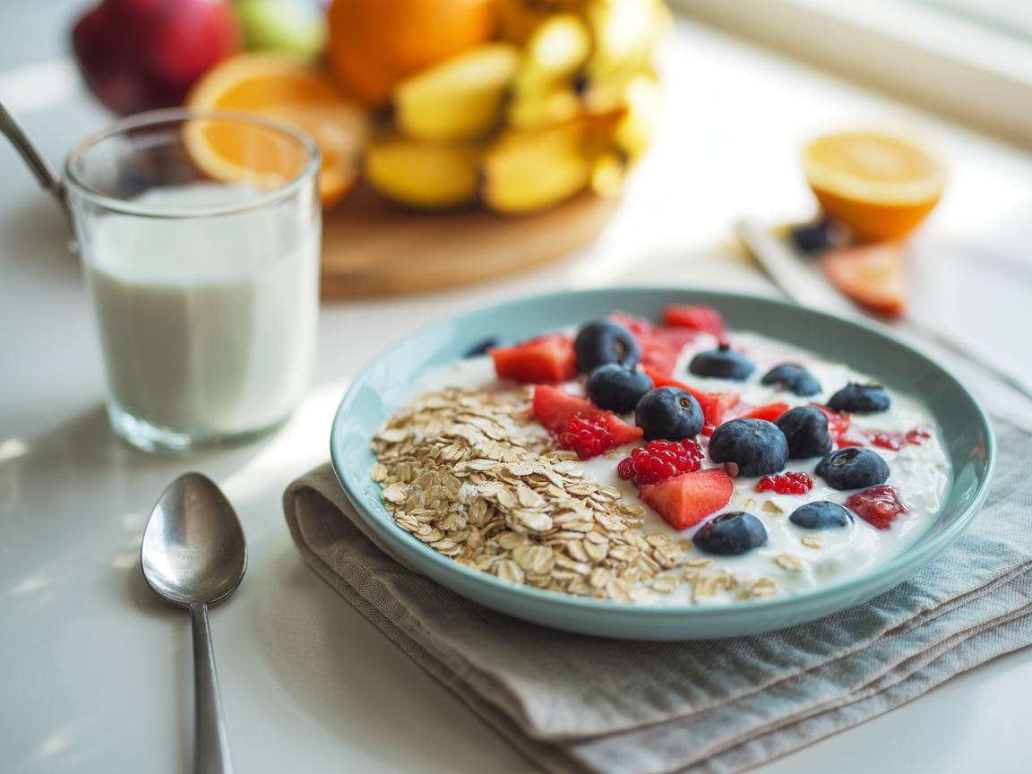 Oatmeal Bowl with Fresh Fruits for a Healthy Breakfast