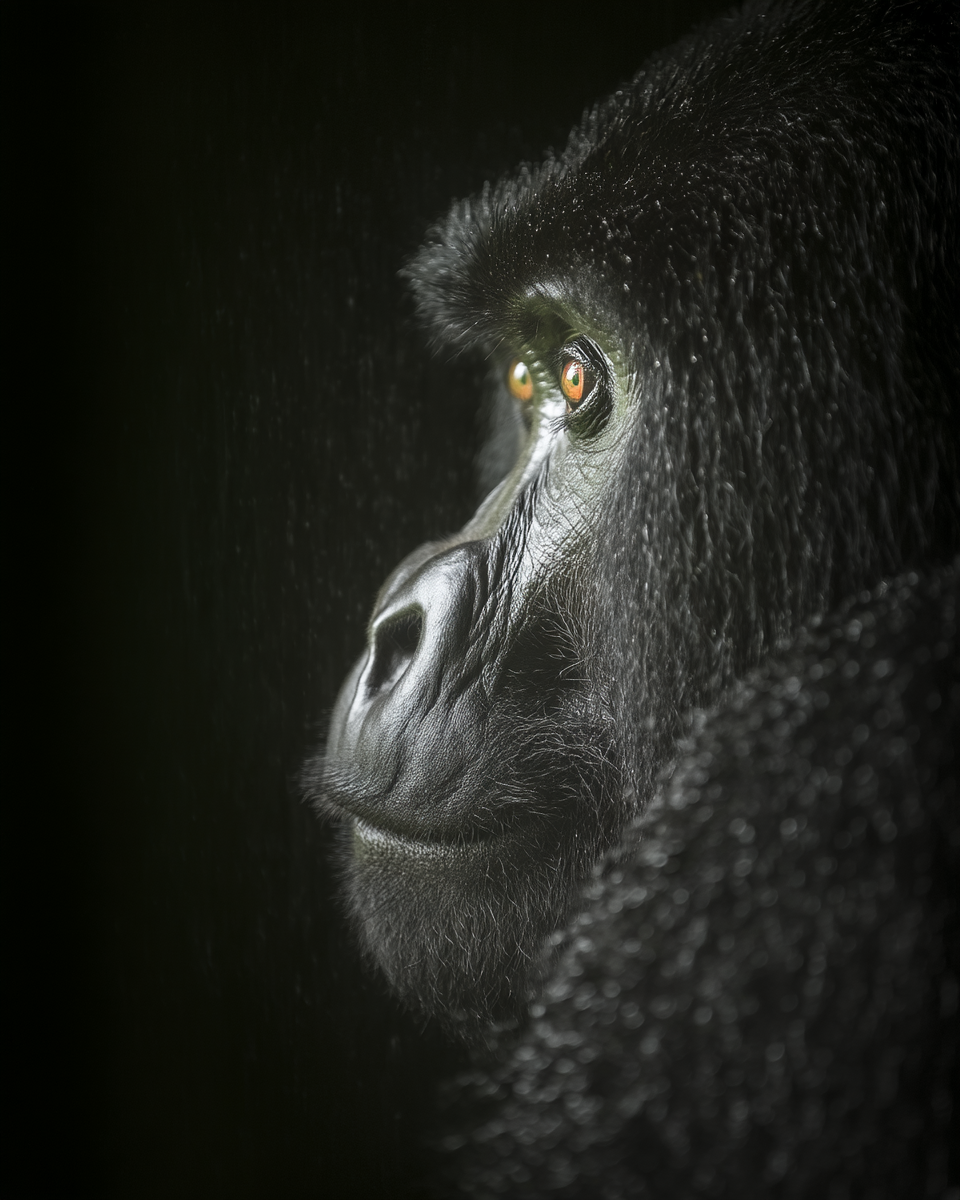Gorilla Portrait with Dramatic Lighting