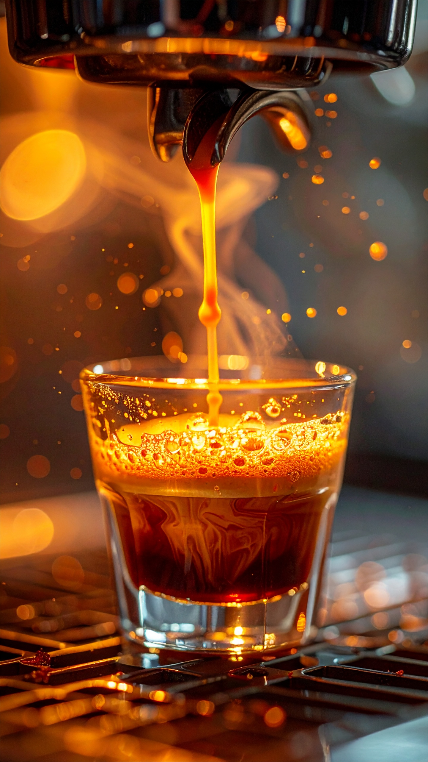 Fresh Espresso Pouring into a Clear Glass