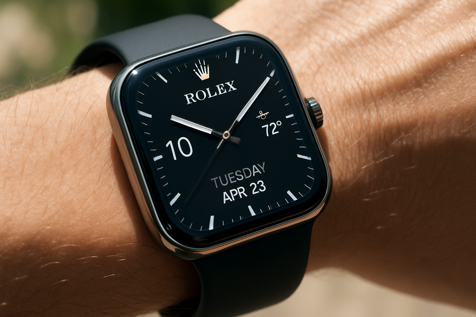 Digital Wristwatch with Black Dial and Silver Accents