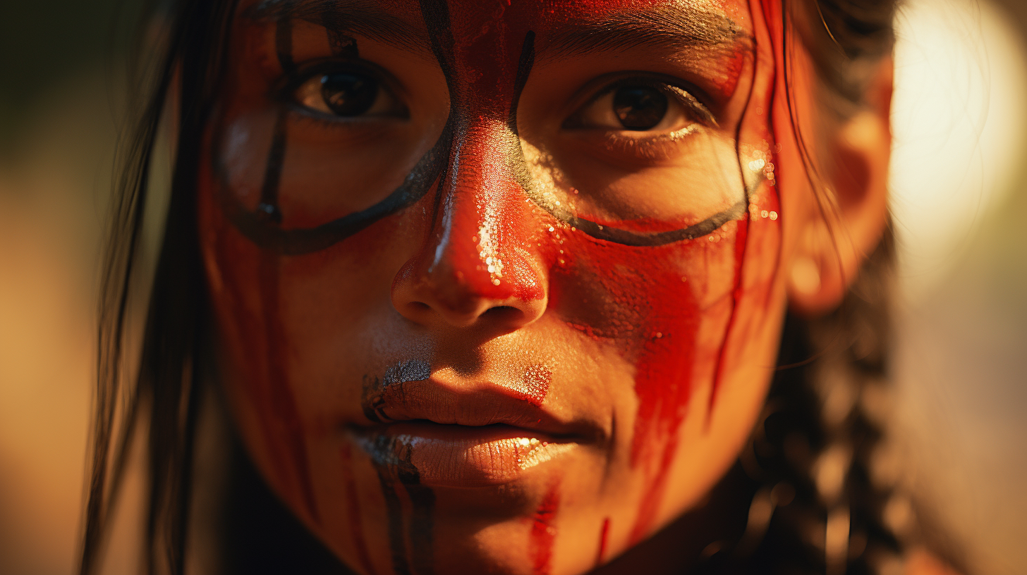 Tribal Face Paint Portrait of a Young Woman
