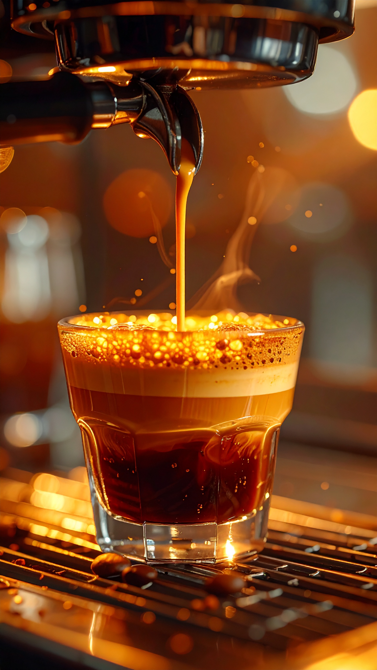 Hot Espresso Coffee in Transparent Glass