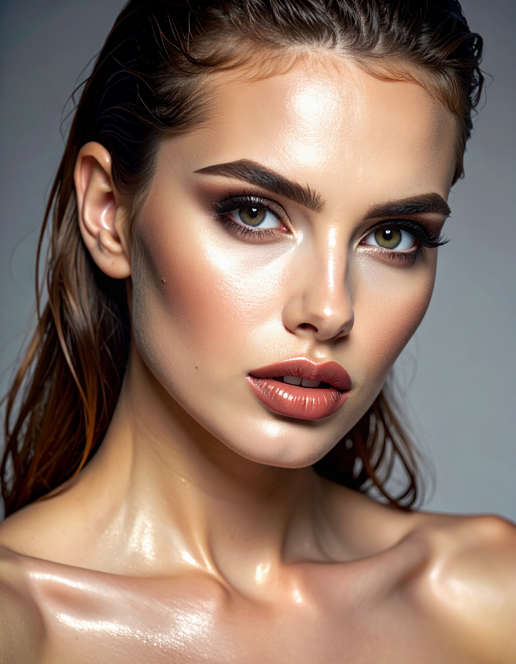 A glamorous beauty portrait of a woman with striking makeup