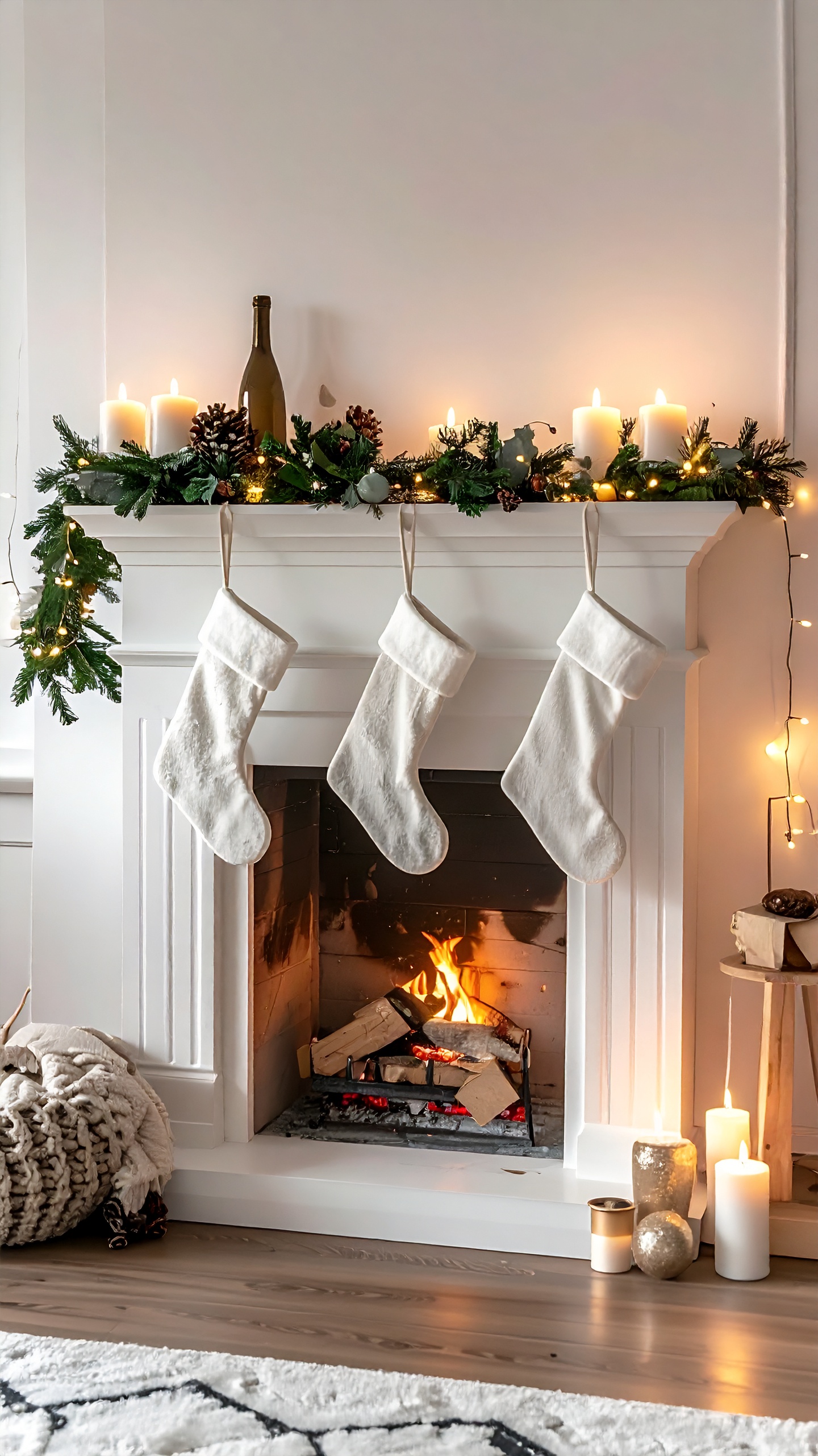 Cozy Fireplace Decorated for Christmas
