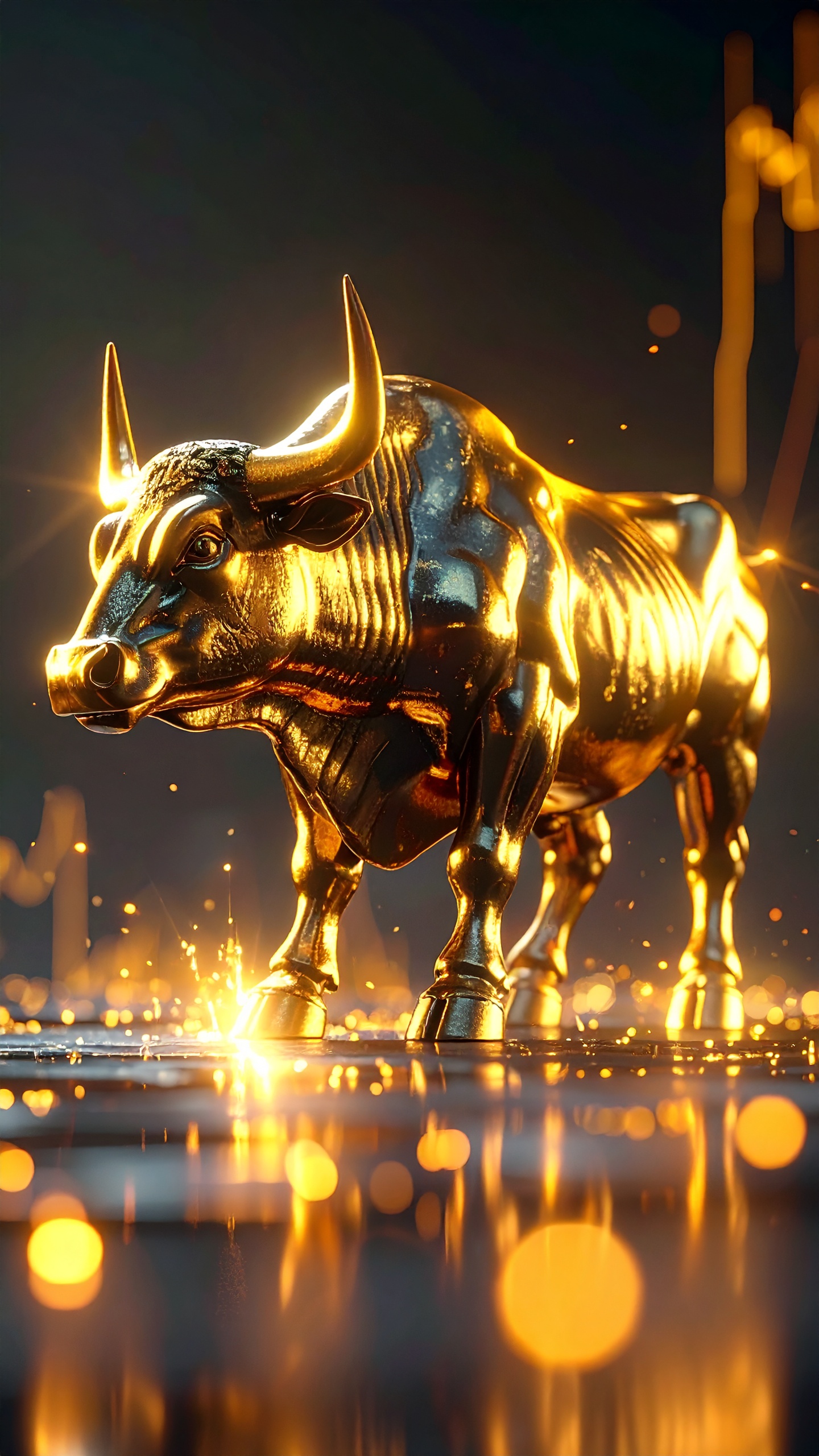 Stylized Golden Bull Symbolizing Strength and Prosperity