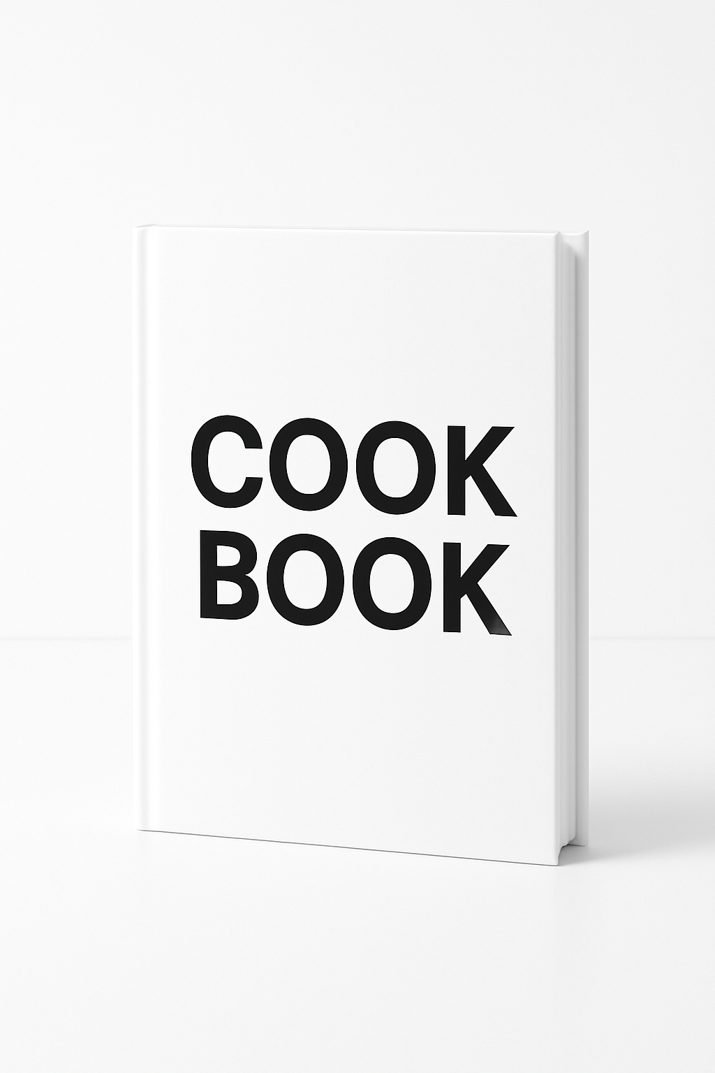 A minimalist cookbook with a clean white cover and bold black text
