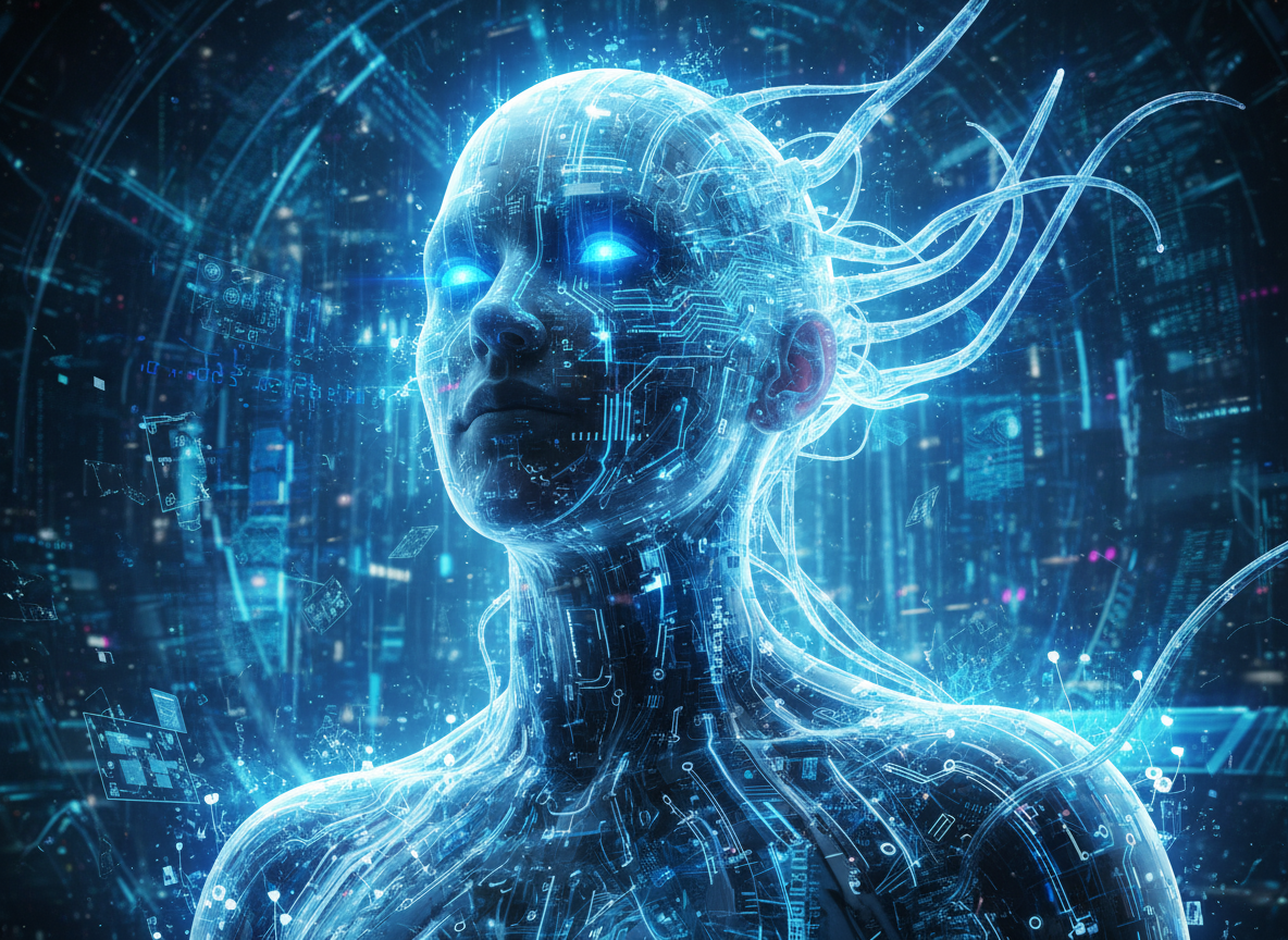 Futuristic Humanoid Figure with Cybernetic Design