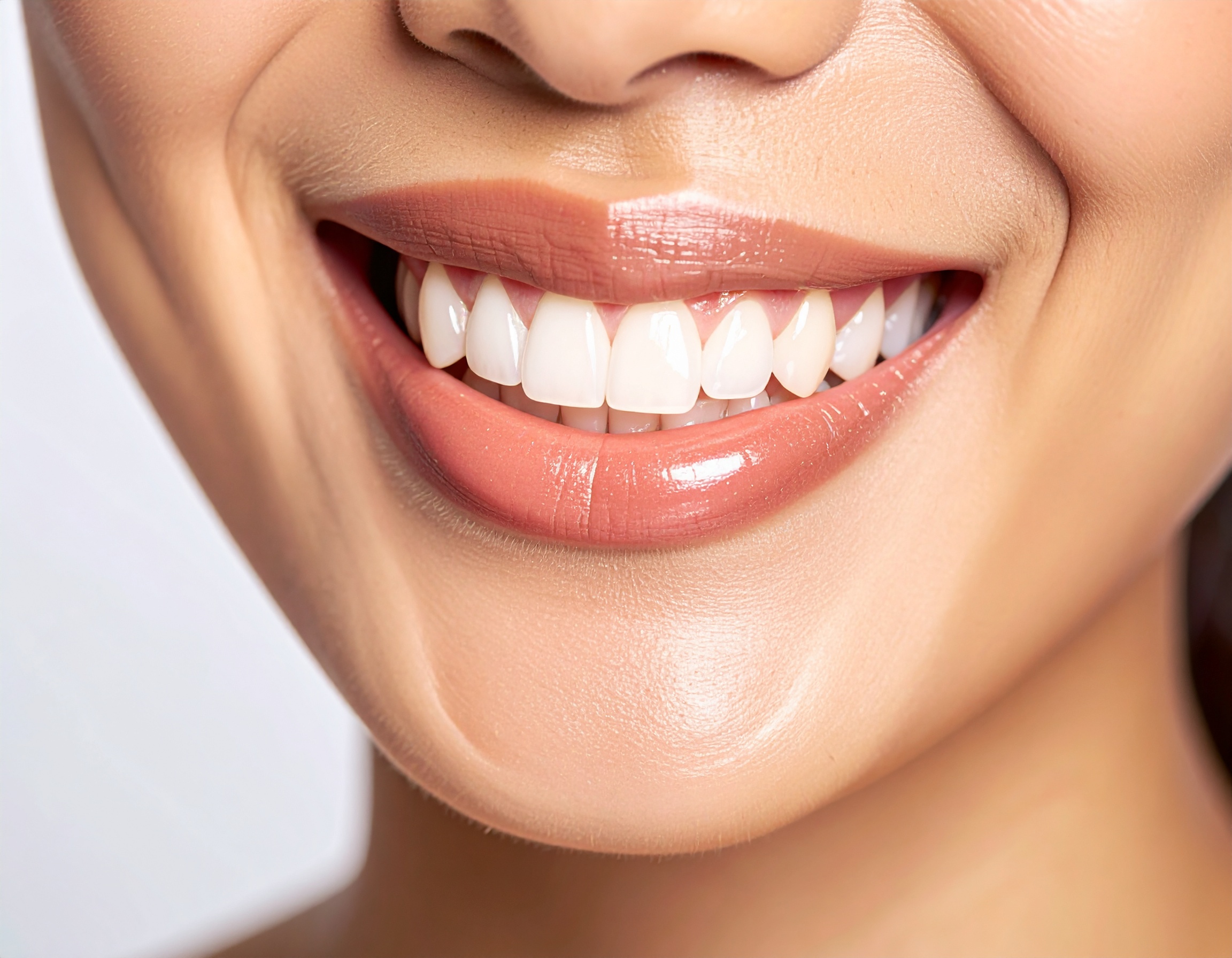 Close-up of a bright, healthy smile with perfectly aligned teeth